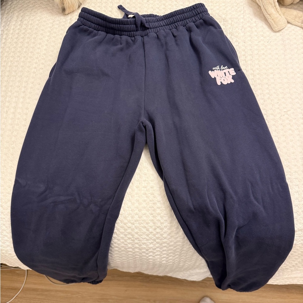 Navy Sweatpants white fox